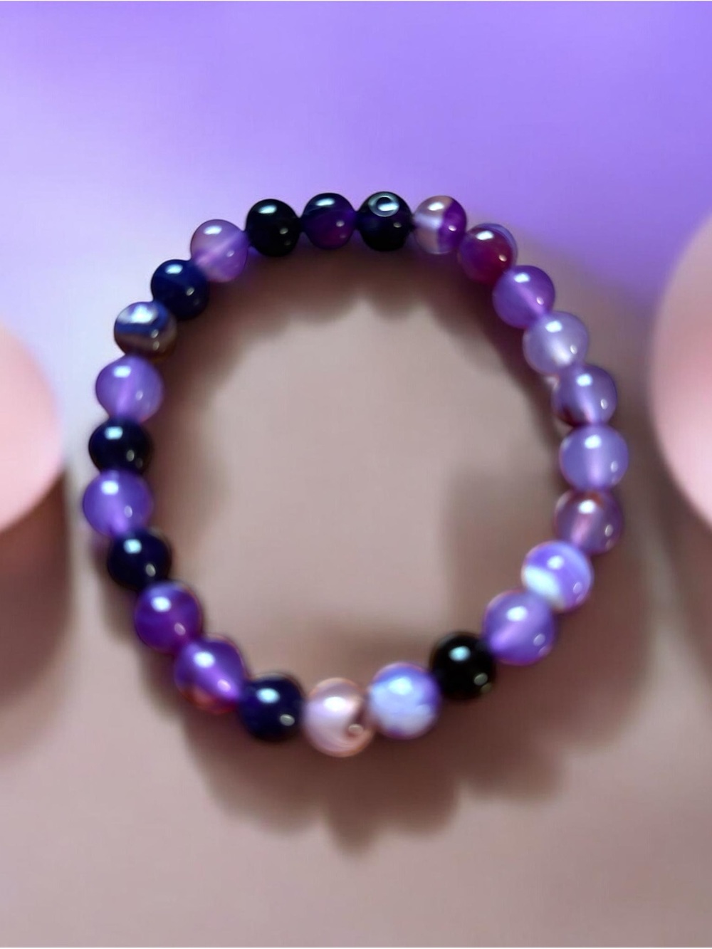 Purple Fluorite 8mm Beaded Stretch Bracelet -